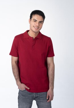 Бордовая рубашка ПОЛО мужская