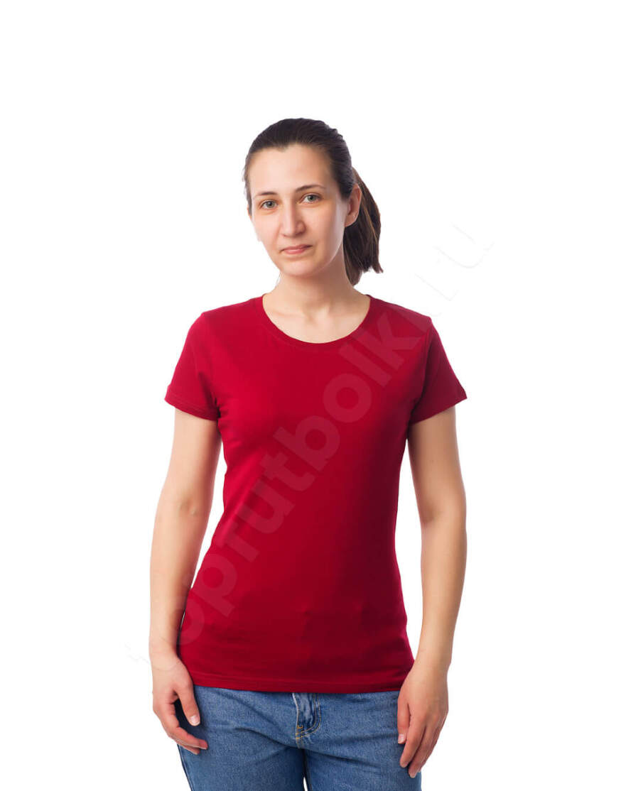 Бордовая женская футболка оптом